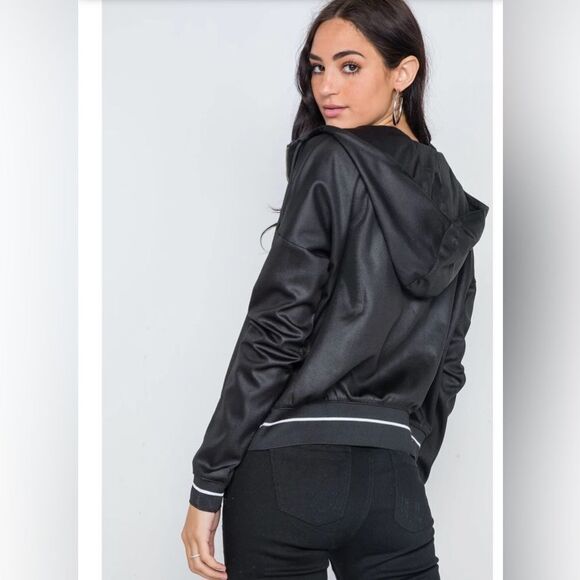 Chivane CASSIE Black Striped Trim Hooded Jacket. Size Small. - Picture 1 of 10